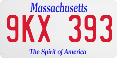 MA license plate 9KX393
