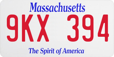 MA license plate 9KX394