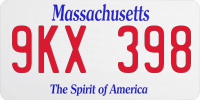 MA license plate 9KX398