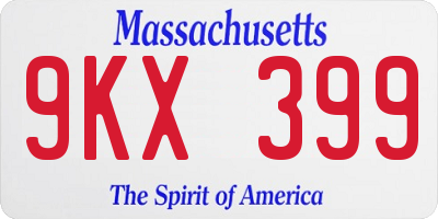 MA license plate 9KX399