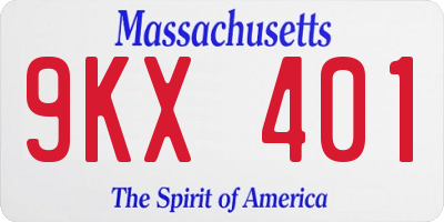 MA license plate 9KX401