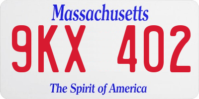 MA license plate 9KX402