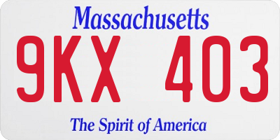MA license plate 9KX403