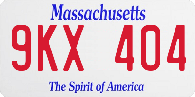 MA license plate 9KX404