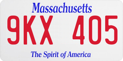 MA license plate 9KX405