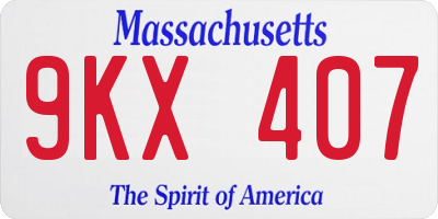 MA license plate 9KX407