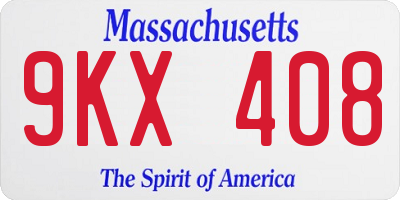 MA license plate 9KX408