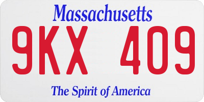 MA license plate 9KX409