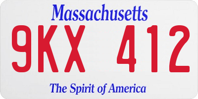 MA license plate 9KX412