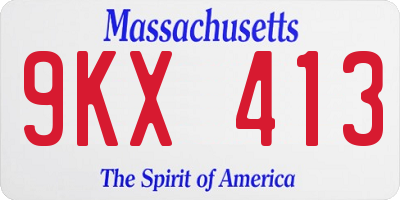 MA license plate 9KX413