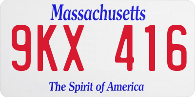 MA license plate 9KX416