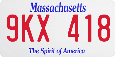 MA license plate 9KX418