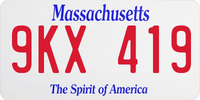 MA license plate 9KX419