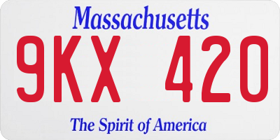 MA license plate 9KX420