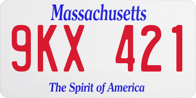 MA license plate 9KX421
