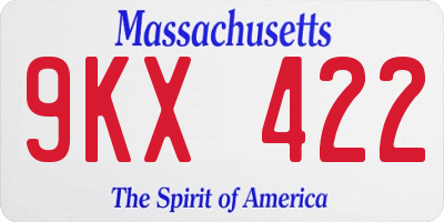 MA license plate 9KX422