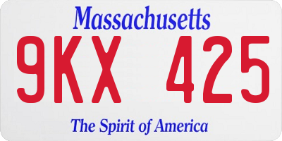 MA license plate 9KX425