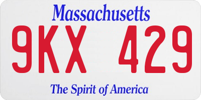MA license plate 9KX429