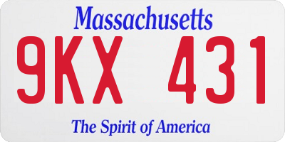 MA license plate 9KX431