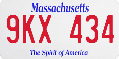 MA license plate 9KX434