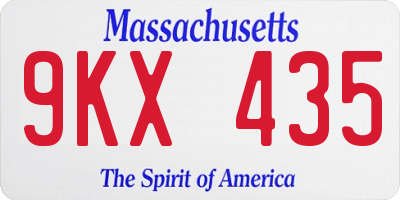 MA license plate 9KX435