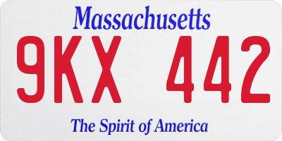 MA license plate 9KX442