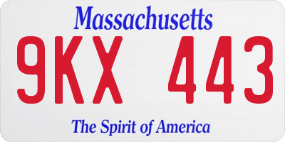 MA license plate 9KX443