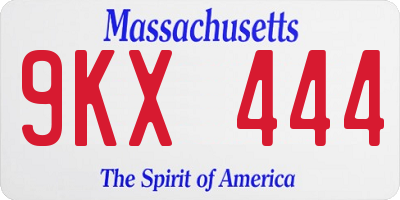MA license plate 9KX444