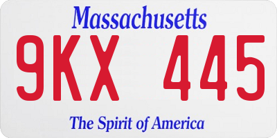 MA license plate 9KX445