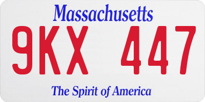 MA license plate 9KX447