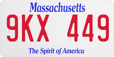 MA license plate 9KX449