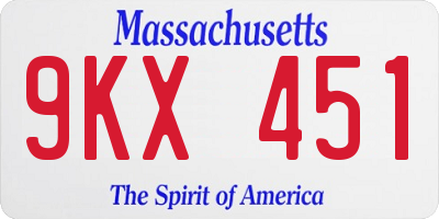 MA license plate 9KX451