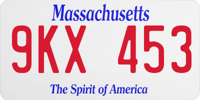 MA license plate 9KX453