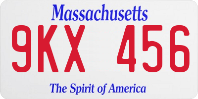 MA license plate 9KX456