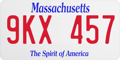 MA license plate 9KX457