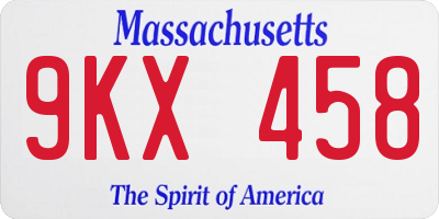 MA license plate 9KX458