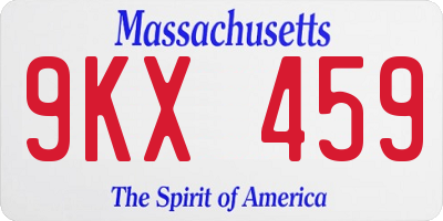 MA license plate 9KX459