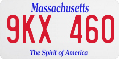 MA license plate 9KX460