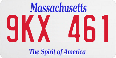 MA license plate 9KX461