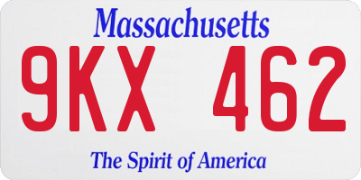 MA license plate 9KX462