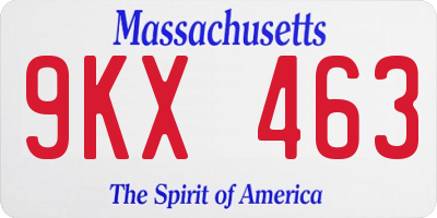 MA license plate 9KX463