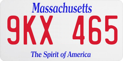 MA license plate 9KX465