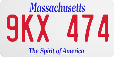 MA license plate 9KX474