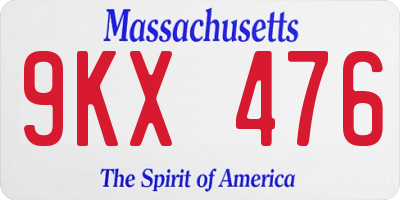 MA license plate 9KX476