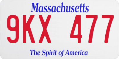 MA license plate 9KX477
