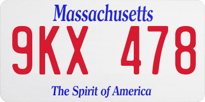 MA license plate 9KX478