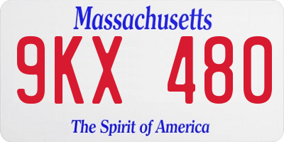MA license plate 9KX480