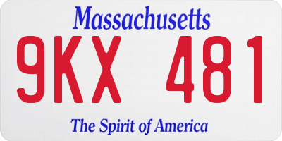 MA license plate 9KX481