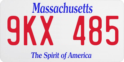 MA license plate 9KX485