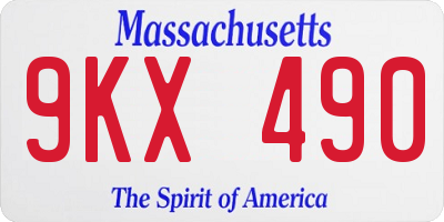 MA license plate 9KX490